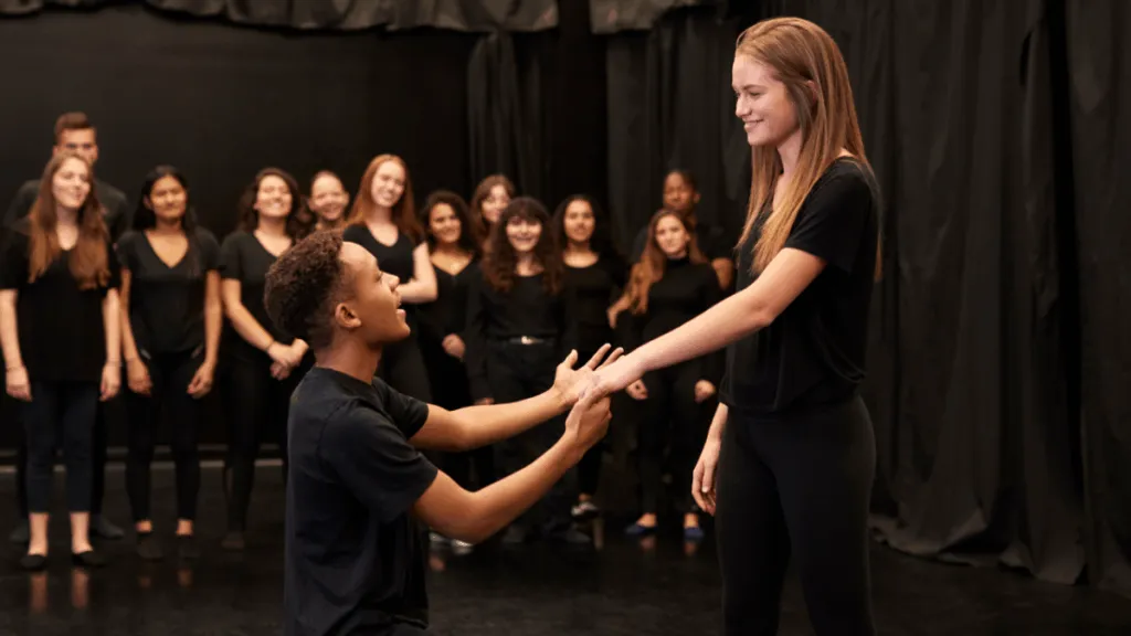 boy and girl doing acting practices